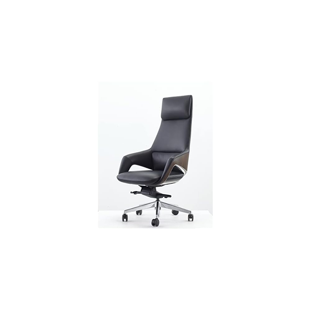 Limari Home Melrost Collection Modern High Back Adjustable Genuine Leather Executive Office Chair, Beige, Silver