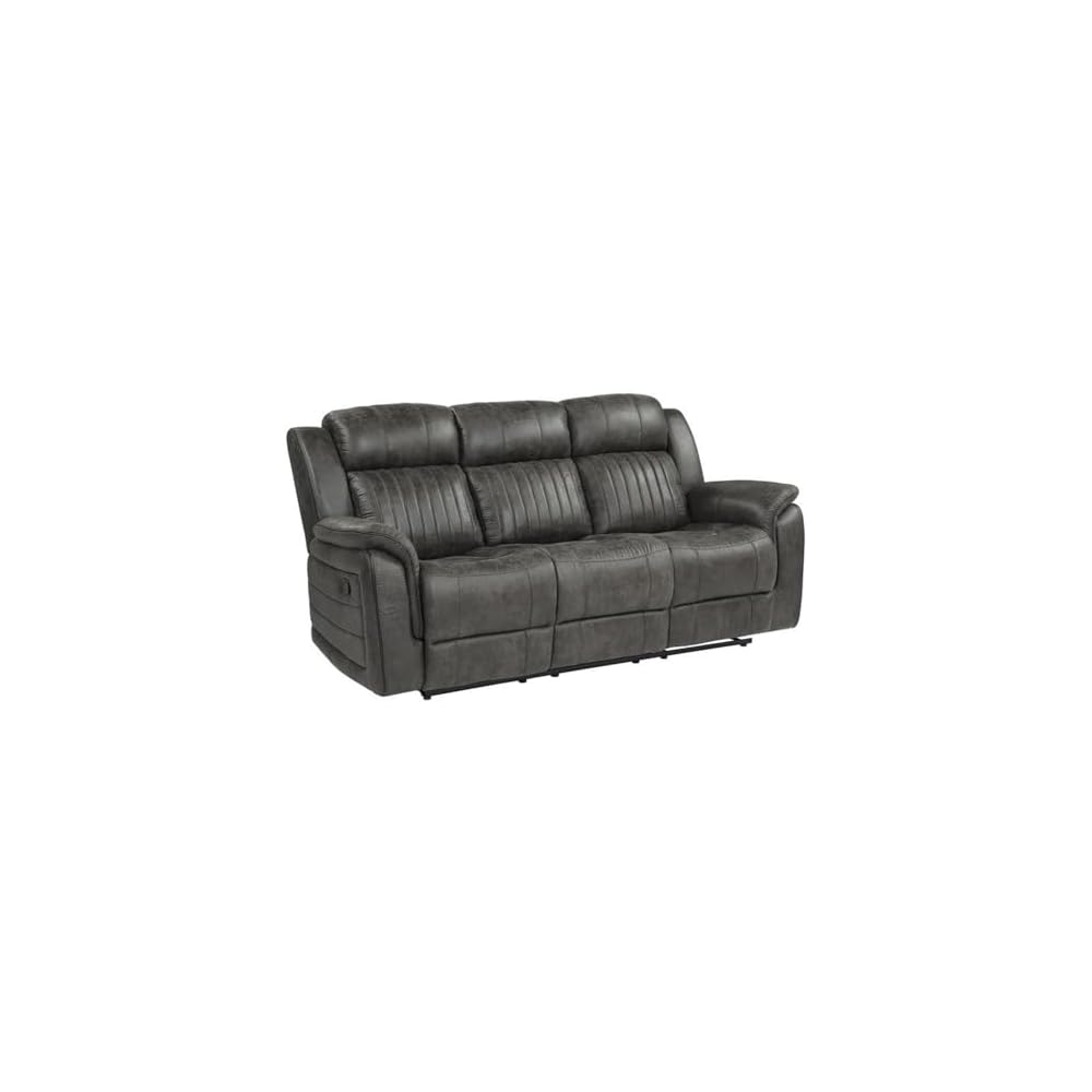Lexicon Centeroak Microfiber Double Reclining Sofa in Gray