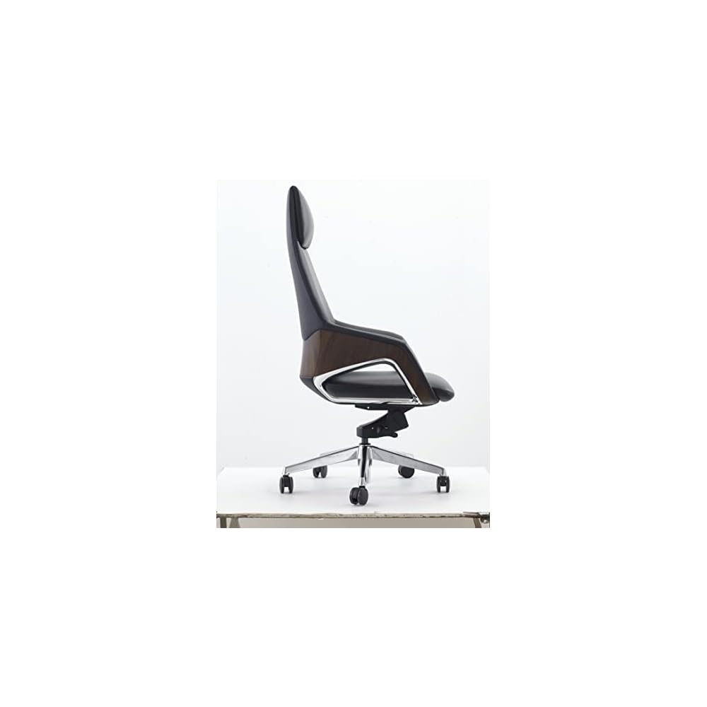 Limari Home Melrost Collection Modern High Back Adjustable Genuine Leather Executive Office Chair, Beige, Silver