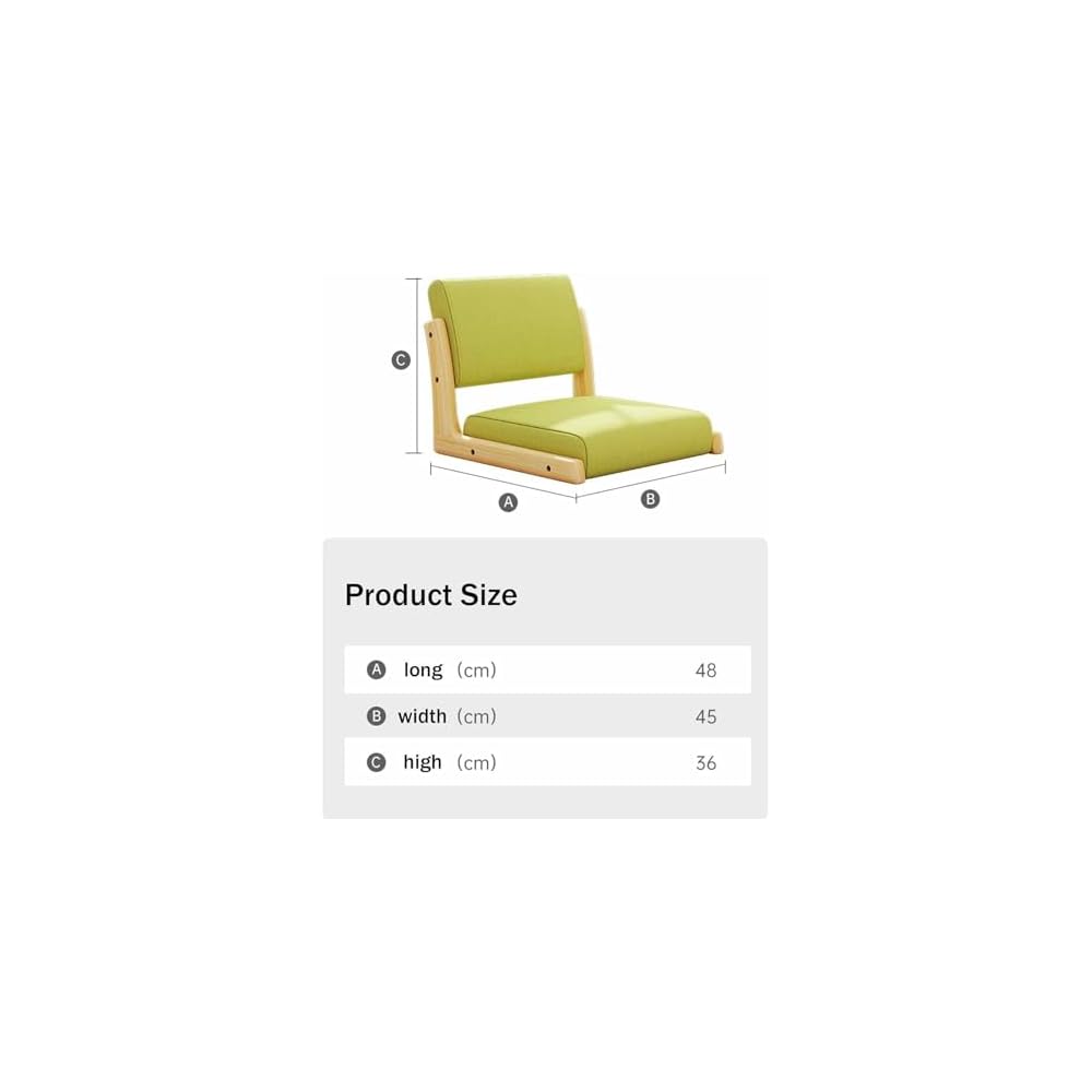 Portable Japanese Style Floor Chair, Legless Tatami Chair with Backrest, Lightweight Meditation Seating for Living Room, Bedroom, Balcony
