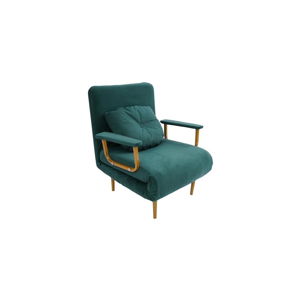 3 in 1 Convertible Sofa Bed, 26.8 * 74.8in Cloud Folding Sofa Chair Bed with Pillow & 5-Position Adjustable Backrest, High-Density Sponge & Up to 286.6 Lbs for Living Room Apartment Office. (Green)