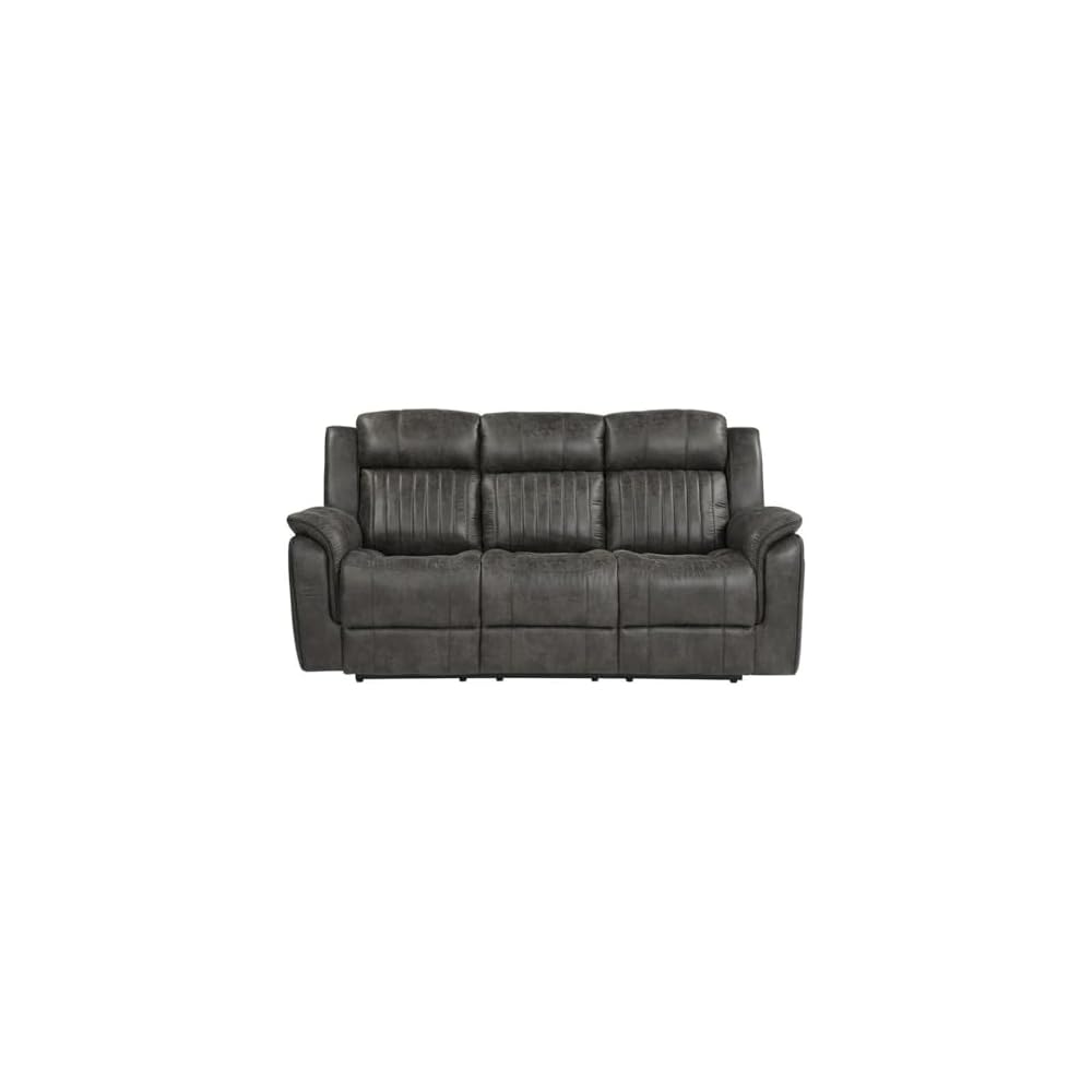 Lexicon Centeroak Microfiber Double Reclining Sofa in Gray