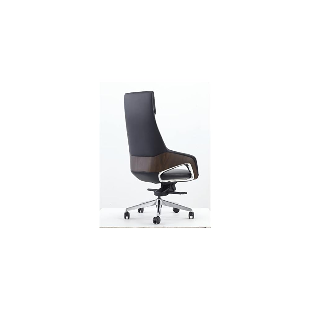 Limari Home Melrost Collection Modern High Back Adjustable Genuine Leather Executive Office Chair, Beige, Silver