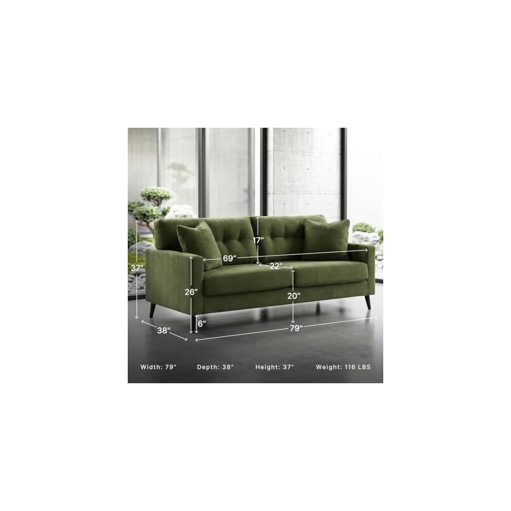 Signature Design by Ashley Bixler Sofa, Mid-Century Modern Green Couch