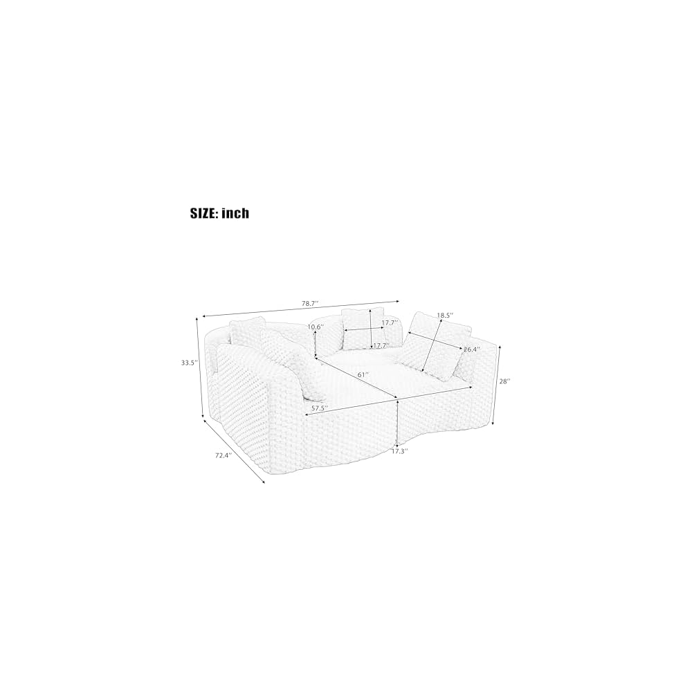 P PURLOVE Modular Sectional Sofa Boneless Sofa Plush Upholstered Couch for Living Room (Pink)