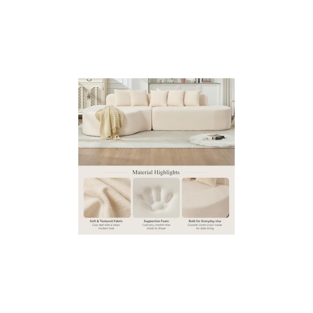 Modular Chenille Sofa with Chaise Lounge,Deep Seat Loveseat for Apartment