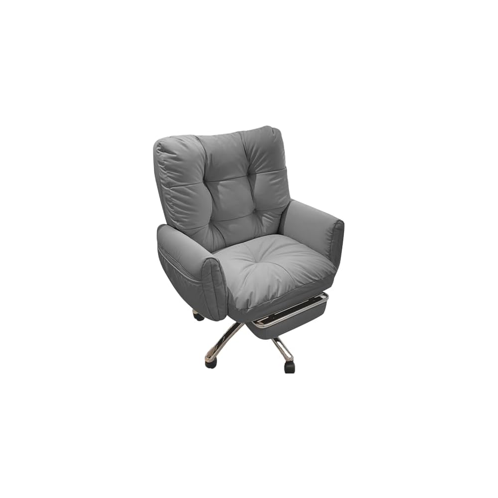 Ergonomic Desk Chair Swivel PC Chair Vanity Chair with Rocking Function with Armrest Tilt Function,Comfort Wide Seat,with Footrest,with Wheels,for Home(Light gray1)