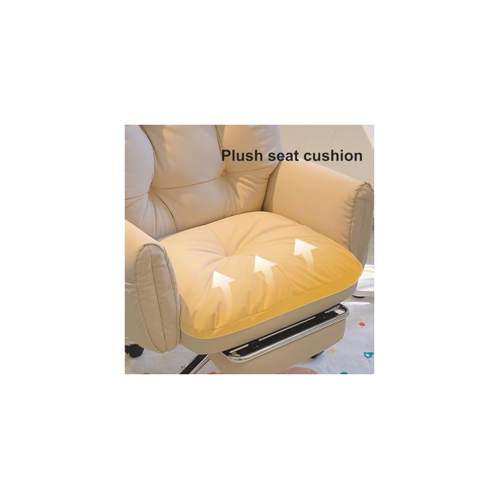 Ergonomic Desk Chair Swivel PC Chair Vanity Chair with Rocking Function with Armrest Tilt Function,Comfort Wide Seat,with Footrest,with Wheels,for Home(Light gray1)