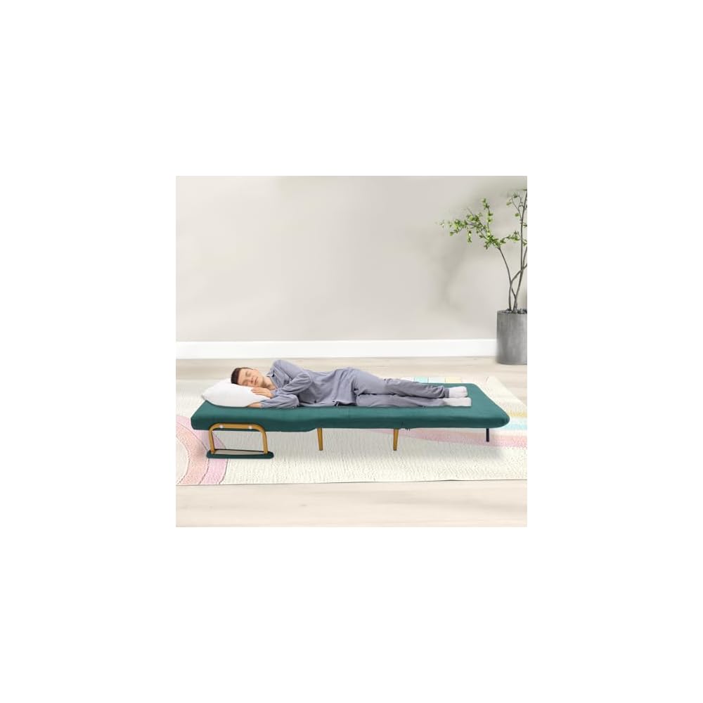 3 in 1 Convertible Sofa Bed, 26.8 * 74.8in Cloud Folding Sofa Chair Bed with Pillow & 5-Position Adjustable Backrest, High-Density Sponge & Up to 286.6 Lbs for Living Room Apartment Office. (Green)
