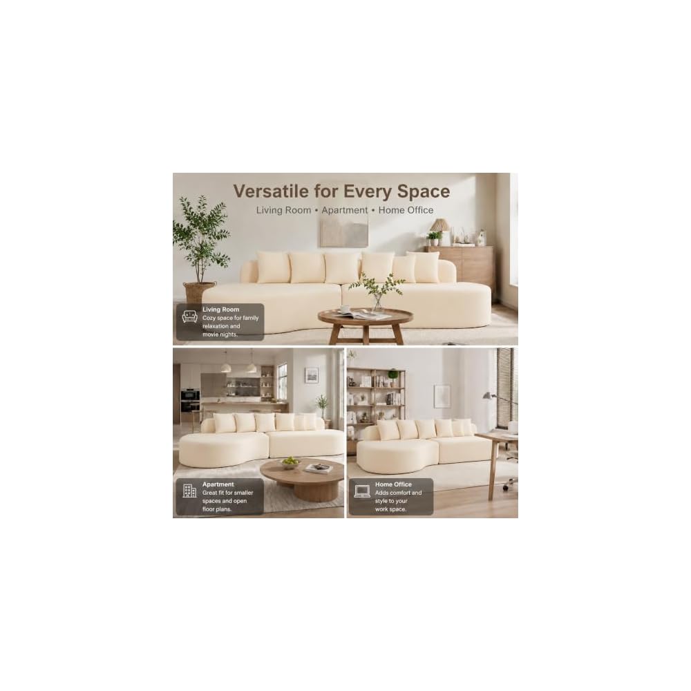 Modular Chenille Sofa with Chaise Lounge,Deep Seat Loveseat for Apartment