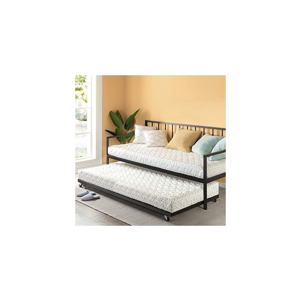 Zinus Eden Metal Daybed with Trundle, Mattress Foundation with Steel Slat Support, Easy Assembly, Twin