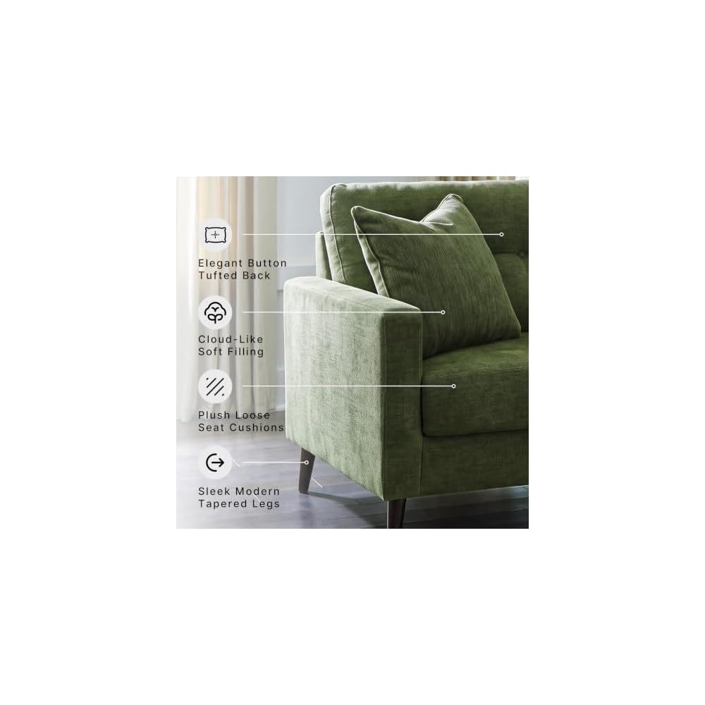 Signature Design by Ashley Bixler Sofa, Mid-Century Modern Green Couch