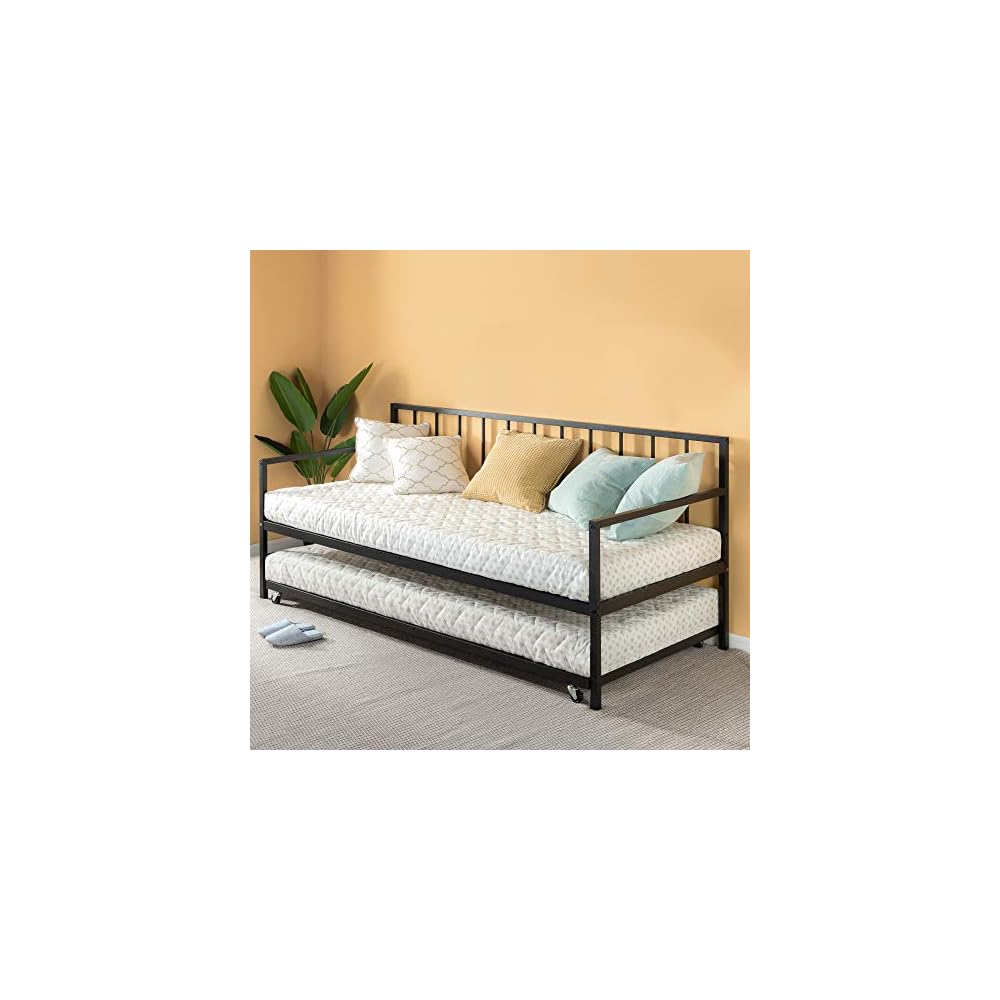 Zinus Eden Metal Daybed with Trundle, Mattress Foundation with Steel Slat Support, Easy Assembly, Twin