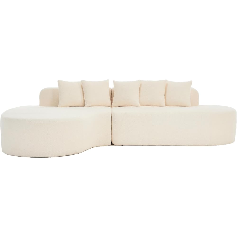 Modular Chenille Sofa with Chaise Lounge,Deep Seat Loveseat for Apartment