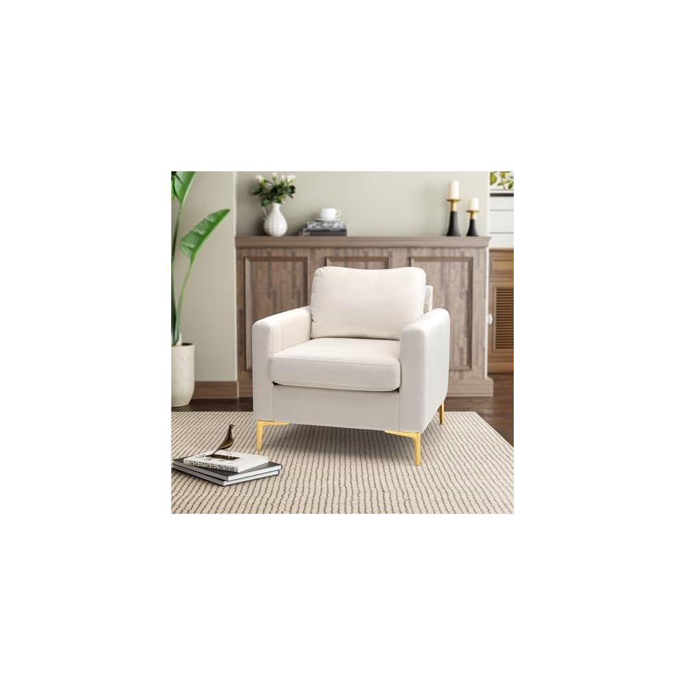 Mid Century Accent Chair Modern Velvet Living Room Accent Chair Comfy Upholstered Arm Chair for Bedroom Studio Study Office Lounge (Grey)