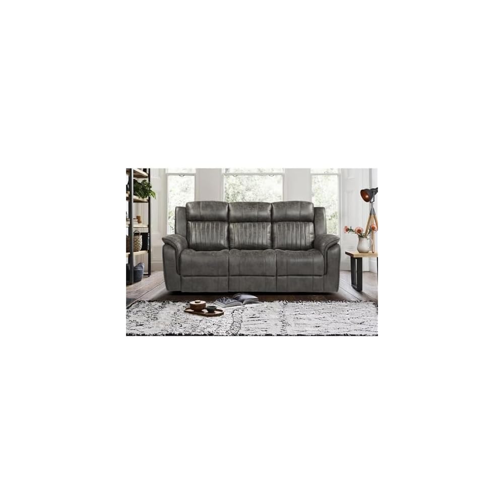 Lexicon Centeroak Microfiber Double Reclining Sofa in Gray