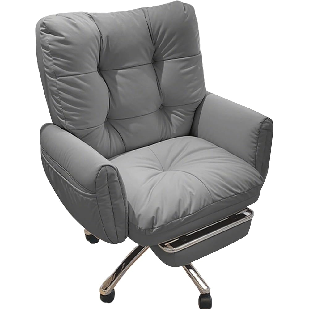 Ergonomic Desk Chair Swivel PC Chair Vanity Chair with Rocking Function with Armrest Tilt Function,Comfort Wide Seat,with Footrest,with Wheels,for Home(Light gray1)
