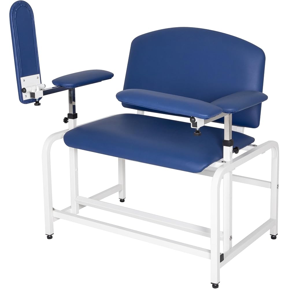 COOLWAVE Extra Thick Padded Bariatric Phlebotomy Chair with Arms Blue