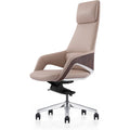 Limari Home Melrost Collection Modern High Back Adjustable Genuine Leather Executive Office Chair, Beige, Silver