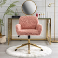 Office Chair,Artificial Rabbit Hair Home Office Chair with Golden Metal Base,Adjustable Desk Chair Swivel Office Chair,VaniChair(Pink)