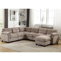CANMOV Modular Sectional Couches with Ottoman, Convertible U Shaped Sofa, 7 Seat Sofa Couch with Chaise for Living Room, Corduroy Couch, Brown
