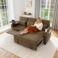 83" Sleeper Sofa with Pull Out Couch Bed, 2 in 1 L-Shaped Couch with Removable Cover|6-Position Back|Side Table&Pocket|USB Port, sectional couches for Living Room,Khaki